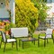 Costway 4 PCS Patio Furniture Set Sofa Coffee Table Steel Frame Garden Deck Gray